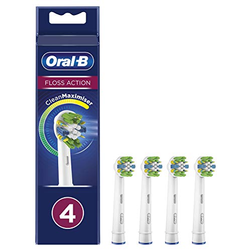 Oral-B FlossAction Testine di Ricambio per Spazzolino Elettrico con Tecnologia CleanMaximiser, Confezione da 4 Pezzi