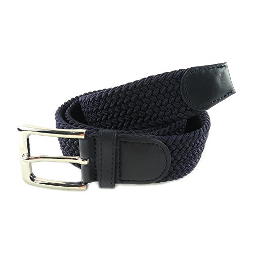 MYB Cintura elastica intrecciata per Uomo e Donna - diversi colori e dimensioni (105-110 cm, Blu Navy)