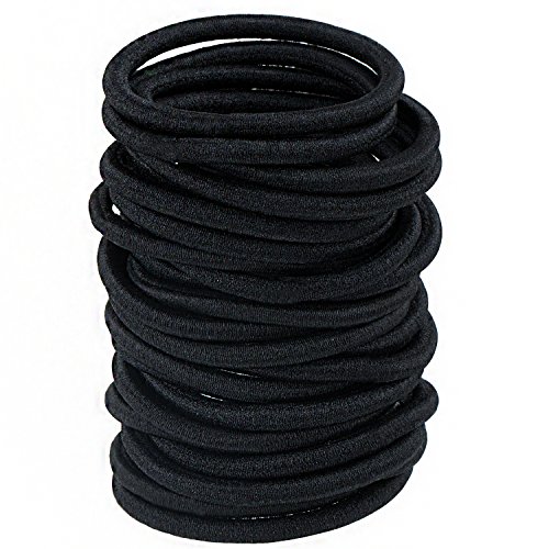 Meersee Elastici per capelli spessi e ricci, Misura grande, Nero, 100 pezzi