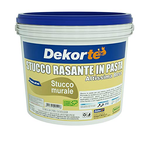 GDM 600016609800804-Stucco Rasante In Pasta, Ideale Per Rasatura Di Pareti Interne, Dekortè, Colore: Bianco, 4 kg
