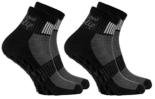 Rainbow Socks - Donna Uomo Sportive Calze Antiscivolo ABS di Cotone - 2 Paia - Negro - Tamaño 42-43