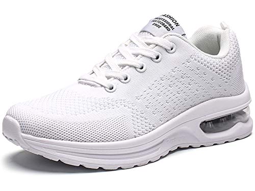 GAXmi Scarpe Running Conna Ginnastica Cuscino d'Aria Sneakers Fitness Sportive Scarpe da Corsa Bianco 43 EU (Etichetta 45)