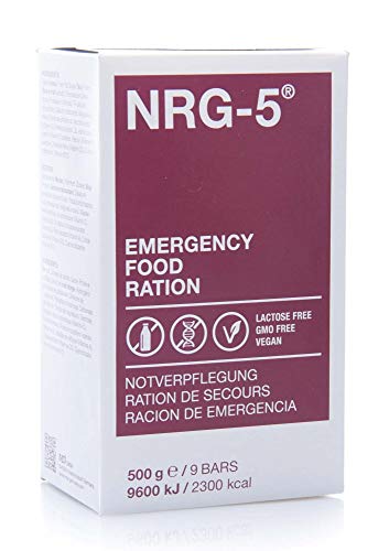 Catering di emergenza - Razione emergenza, NRG-5, 1 Cartone con 24 Confezioni a 500 g (9 Bullone)