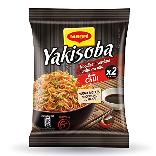 Maggi Yakisoba Gusto Chili Noodles Istantanei con Verdure e Salsa con Soia, 120 g