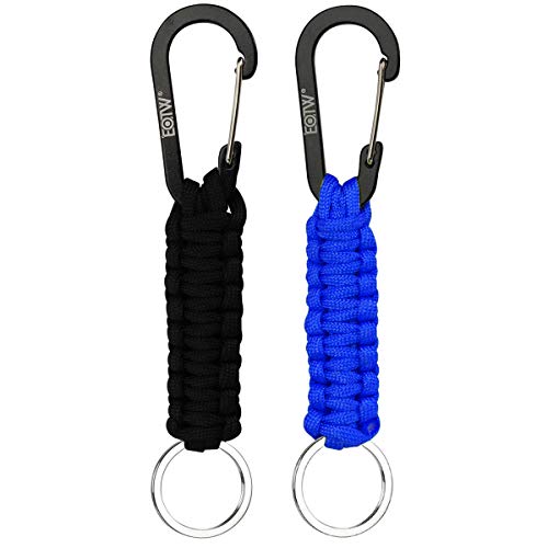 EOTW Paracord portachiavi Portachiavi militare per uomo/donna, catena portachiavi con corda paracadute per accessori campeggio per Uomo Donna (Nero+Blu)