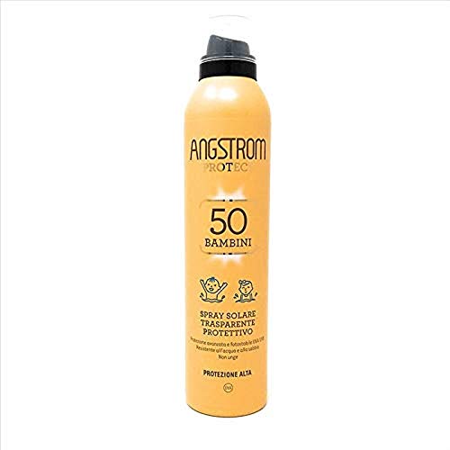 Angstrom Protect Spray Solare Trasparente, Protezione Corpo 50+ ed Intensificatore dell'Abbronzatura, Anche su Pelle Bagnata, 150 ml