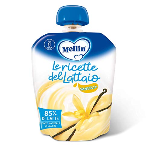 Mellin, Pouch Merenda Latte e Vaniglia - 6 Confezioni da 85 gr
