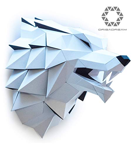 ORIGADREAM, Kit testa di lupo NUOVO PUZZLE 3D MODERNO di assemblarsi per la decorazione della parete FAI DA TE PAPERCRAFT DIY scultura carta basso poli assemblaggio