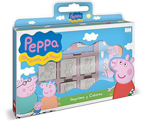 Multiprint Valigetta 7 Timbri per Bambini Peppa Pig, 100% Made in Italy, Set Timbrini Bimbi Personalizzati, in Legno e Gomma Naturale, Inchiostro Lavabile Atossico, Idea Regalo, Art.07875