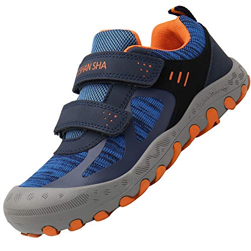 Scarpe Bambini Velcro Scarpa da Trekking Ragazzo Antiscivolo Scarpette da Montagna Ragazze Leggero Calzature Bambino Blu 34 EU