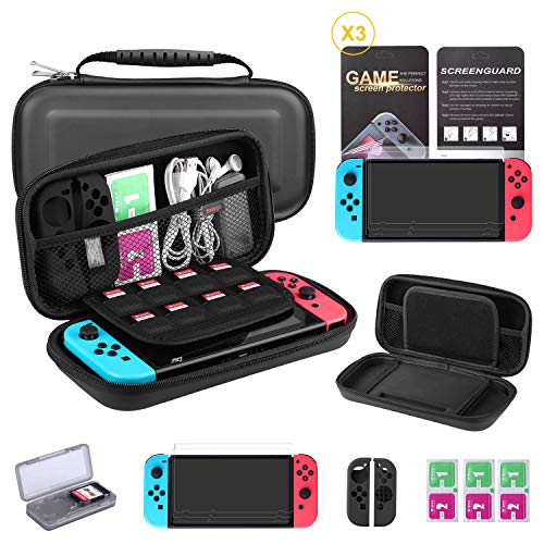 Bestico Protector Kit per Nintendo Switch, Switch Accessori 7 in 1 include Switch Custodia/Game Card Case/3pcs HD Pellicole Protettive per Nintendo Switch/Cover Protettiva in silicone Joy-Con