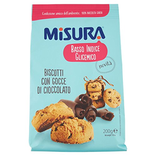 Misura - Biscotti con Gocce di Cioccolato, Basso Indice Glicemico - 2 confezioni da 200 g [400 g]
