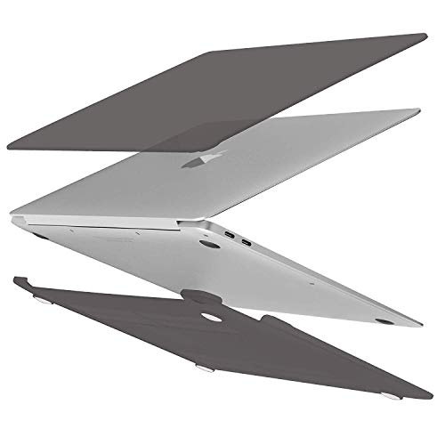 TECOOL Custodia MacBook Air 13 Pollici 2018 2019 2020 (Modello: A2337 M1 / A2179 / A1932), Cover Rigida Plastica Copertina Case per Nuovo MacBook Air 13.3 con Touch ID - Grigio