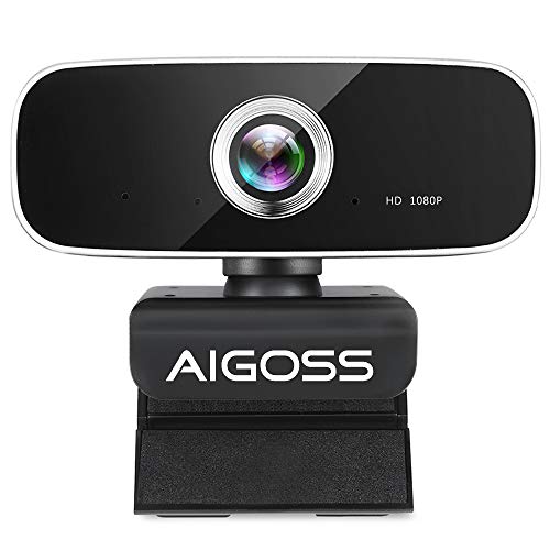 Aigoss Webcam 1080p Full HD con Microfono, PC Laptop Desktop Computer USB per Videochiamate, Studio, Conferenza, Registrazione, Gioca a Giochi e Lavoro a Casa