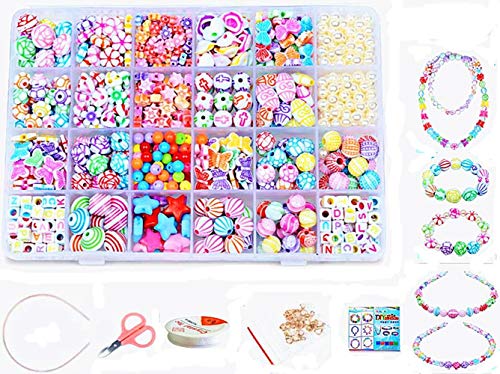 Vytung Jewellery Making Kit- Beads Set for Kids Adults Children Craft DIY Necklace Bracelets Letter Alphabet Colorful Acrylic Crafting Beads Kit Box with Accessories (Color 6#)