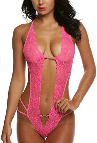 Yuson Girl Lingerie Sexy Babydoll Donna Pizzo Aperto Lingerie Hollow Halter Tuta Intimo Sexy