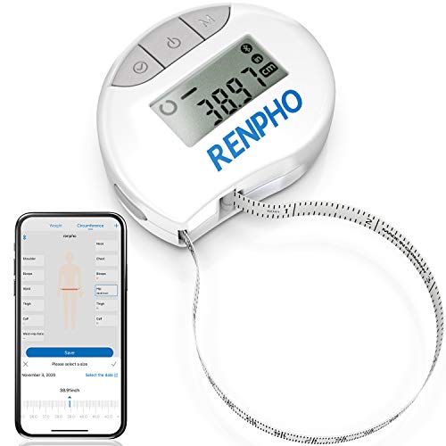 RENPHO - Metro a nastro smart per misurazione del corpo con app tramite Bluetooth, per misurare varie circonferenze del corpo, aumento muscolare, risultati di fitness e bodybuilding, in pollici e cm
