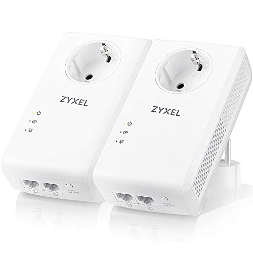 Zyxel 1800Mbps Pass-Thru Powerline Adapter 2-port Gigabit Ethernet 2-Pack [PLA5456]