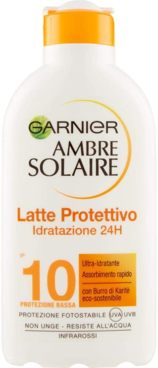 Garnier Ambre Solaire Crema Protezione Solare Ultra-Idratante, IP10, 200 ml, 1 Pezzo