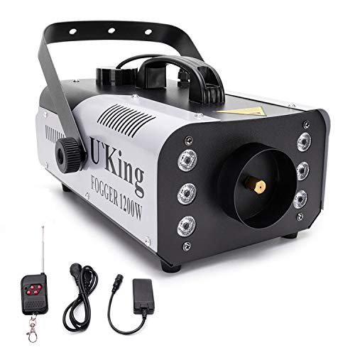 1200W Macchina del Fumo con 6 Luci a LED, UKing Macchina Nebbia RGB con Telecomando e Serbatoio da 1L per Matrimonio, Festa, Teatro, Discoteca