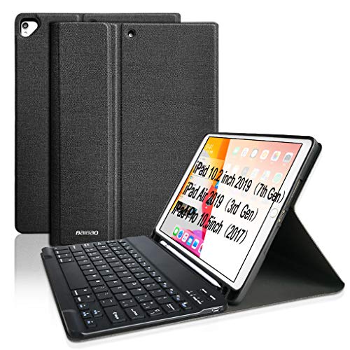 Custodia Tastiera per iPad 10.2/Air 3/7a generazione, Tastiera Wireless per iPad 10.2/10.5/2019 con Tastiera Bluetooth Italiana, Custodia per iPad con Tastiera Rimovibile (Nero)