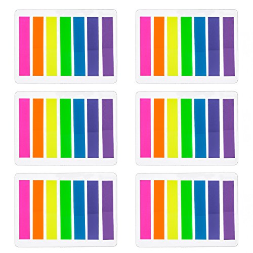 840 Pezzi Piccolo Segnapagina Adesivi Nota Scrivibile Etichette Pagina Marcatore Segnalibri Testo Evidenziatore Strisce, 8 x 45 mm, 6 Set, 7 Colori