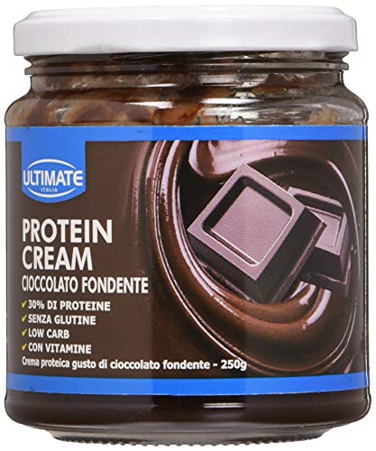 Protein Cream Cioccolato Fondente - Crema Proteica Spalmabile Col 30% Di Proteine Del Siero Del Latte - Whey Isolate Microfiltrate - Senza Glutine - Senza Zucchero - Low Carb - 250 g - Ultimate Italia