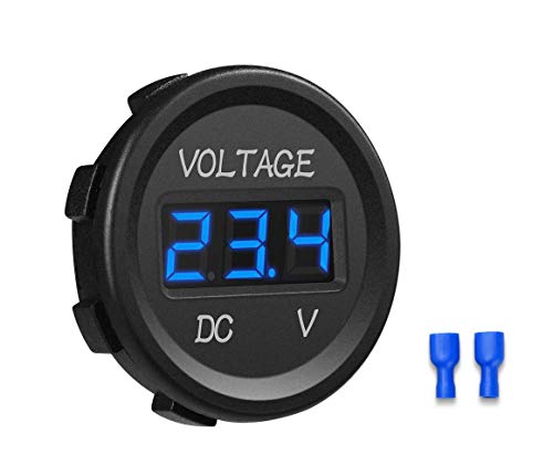 YGL Voltmetro DC 24v / 12v Auto/Moto Impermeabile Tensione Corrente Display a LED con Interruttore On/Off per Auto,Moto,RV,SUV,ATV, Marine ecc.(Blu)