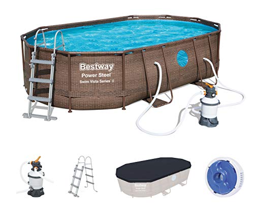 Bestway Power Steel Swim Vista Series Pool Komplett-Set, Oval Piscina