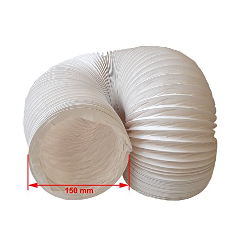 Tubo di scarico aria daniplus, flessibile, in PVC, diametro 150 mm, lunghezza 4 m, perfetto per impianti di climatizzazione, asciugatrici e cappe aspiranti