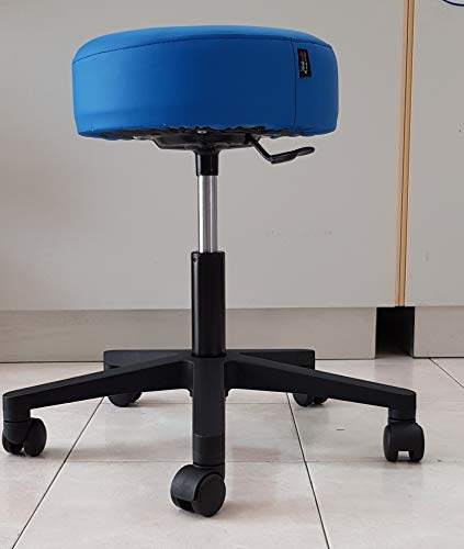 Sgabello da Lavoro Sgabello Girevole Sgabello Sgabello per Salone estetico Sgabello per ambulatorio Medico, con rotelle, Rotazione Libera di 360°, 10 cm di Imbottitura, 8 Colori Diversi (Blu)