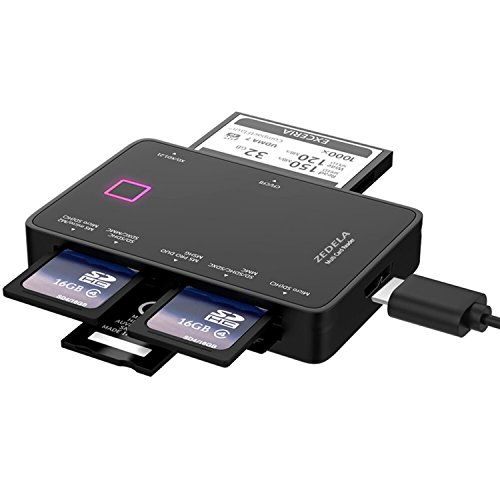 zedela USB 3.0 Super Speed Multi Card Reader 7 in 1, Lettore di schede Esterno TF/SD | max-5Gbit/s | Lettura in Parallelo di più schede di Memoria, Supporta SDXC, SDHC, MMC, CFI, MS ECC