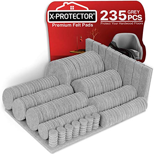 Feltrini adesivi X-PROTECTOR – Feltrini per mobili 235 pz – Kit feltrini ultra grande di tutte le dimensioni – Feltrini mobili di ogni tipo – Feltrini sedie e non standard – Proteggi i tuoi pavimenti