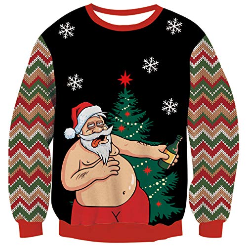 Goodstoworld Ugly Christmas Jumper Men Women Couple Family Xmas Sweater Unisex 3D Funny Elf Knitted 3D Pullover