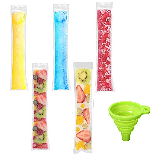 100 pezzi Ice Popsicle stampi sacchetti usa e getta DIY zip-top congelatore tubo Ice pop, buste per Gogurt, Ice Candy o Freeze Pops, senza BPA/come con imbuto