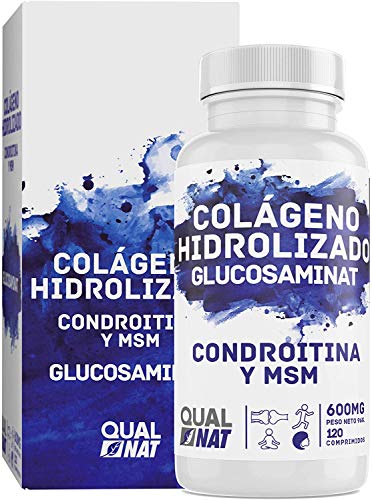 Collagene idrolizzato - Glucosamina, condroitina e msm per il benessere delle articolazioni - Integratore per alleviare i dolori muscolari - 120 compresse - Qualnat