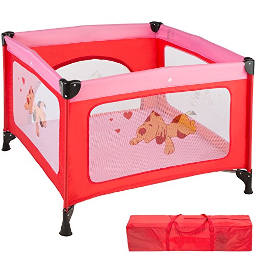TecTake Box per gioco e nanna lettino da viaggio reticolato campeggio bambini bebé - disponibile in diversi colori - (Rosa | No. 402206)