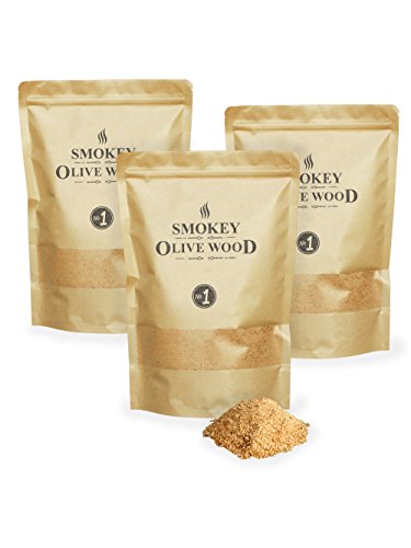 Smokey Olive Wood 3x 1.5 litri, Polvere per affumicatura a freddo - 50% Faggio, 50% Olivo