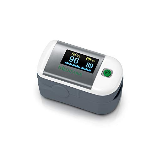 Medisana PM 100 Pulsossimetro Misurazione della Saturazione di Ossigeno nel Sangue, Pulsossimetro a Dito con Display Oled e Funzionamento One-Touch