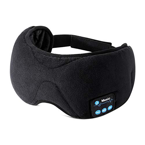 ESR Mascherina per Dormire con Cuffie Bluetooth 5.0, Maschera 3D Per Occhi con Altoparlanti Stereo Ultrasottili Hd, Fascia Lavabile e Regolabile Per Sport, Sonno, Pisolino, Yoga e Viaggi Aerei, Nero