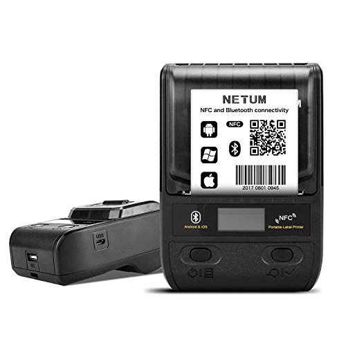 NETUM 58mm Stampante per etichette termiche Bluetooth con batteria ricaricabile, per ufficio, magazzino, spedizione, abbigliamento e gioielli, NT-G5