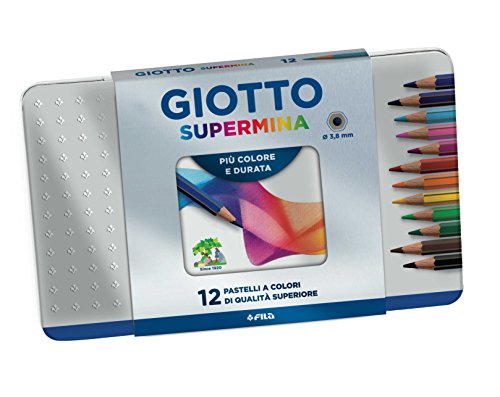 Giotto 236700 - Supermina Scatola Metallo 12 Pastelli Colorati