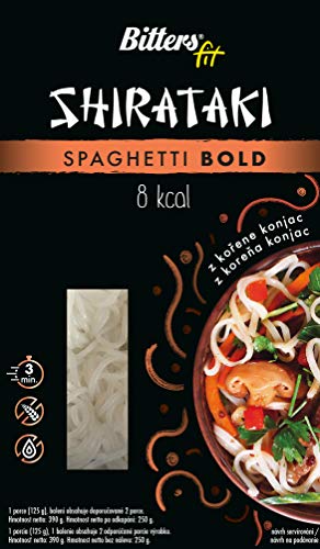 BITTER Shirataki PASTA - grossi spaghetti, 4 x 390 grammi, shirataki konjac, senza glutine, 4 pack