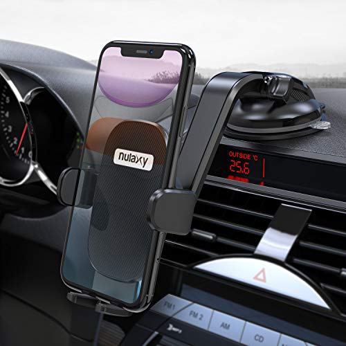 Nulaxy Porta Cellulare da Auto Apri Automaticamente 360 Gradi di Rotazione Cruscotto Supporto Smartphone Auto Universale per iPhone 11 PRO XS/XS Max, Samsung Galaxy S10+, GPS Dispositivi - Nero
