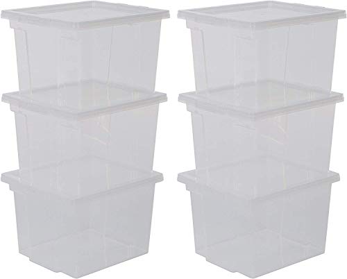 Iris Ohyama, set di 6 scatole di stoccaggio utili con coperchio - Useful Storage Box - USB-S, trasparente, 10L, 29 x 24 x 18,5 cm