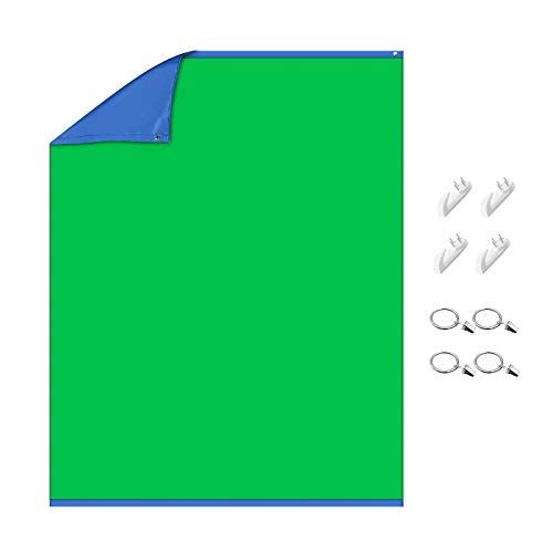 Neewer Fondale Schermo Tenda Verde/Blu Chroma Key 2-in-1 con 4 Ganci & 4 Clip, per Video Fotografia Giochi Streaming, 1,5x2m a Doppio Lato in Fibra di Poliestere
