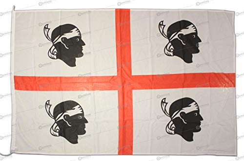 Bandiera Sardegna 150x100 cm in tessuto nautico antivento da 115g/m², bandiera sarda 150x100 lavabile, bandiera della Sardegna 150x100 con cordino, doppia cucitura perimetrale e fettuccia di rinforzo