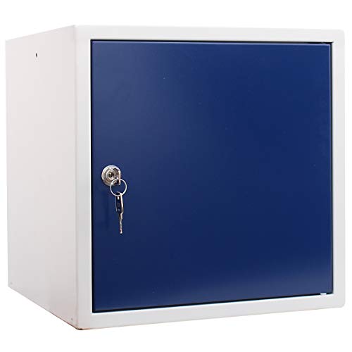 newpo armadietto con chiave | 35 x 35 x 35 cm | blu | Guardaroba Deposito Cassetta Armadietto cubico Armadietto spoglaitoio Casella