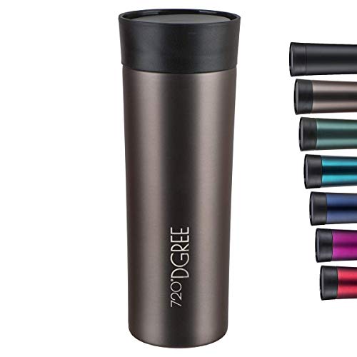 720°DGREE Tazza Termica da Viaggio “PleasureToGo” – 450ml, Grigio | caffè Bicchieri di Acciaio Inossidabile | Travel Mug Coffee to Go