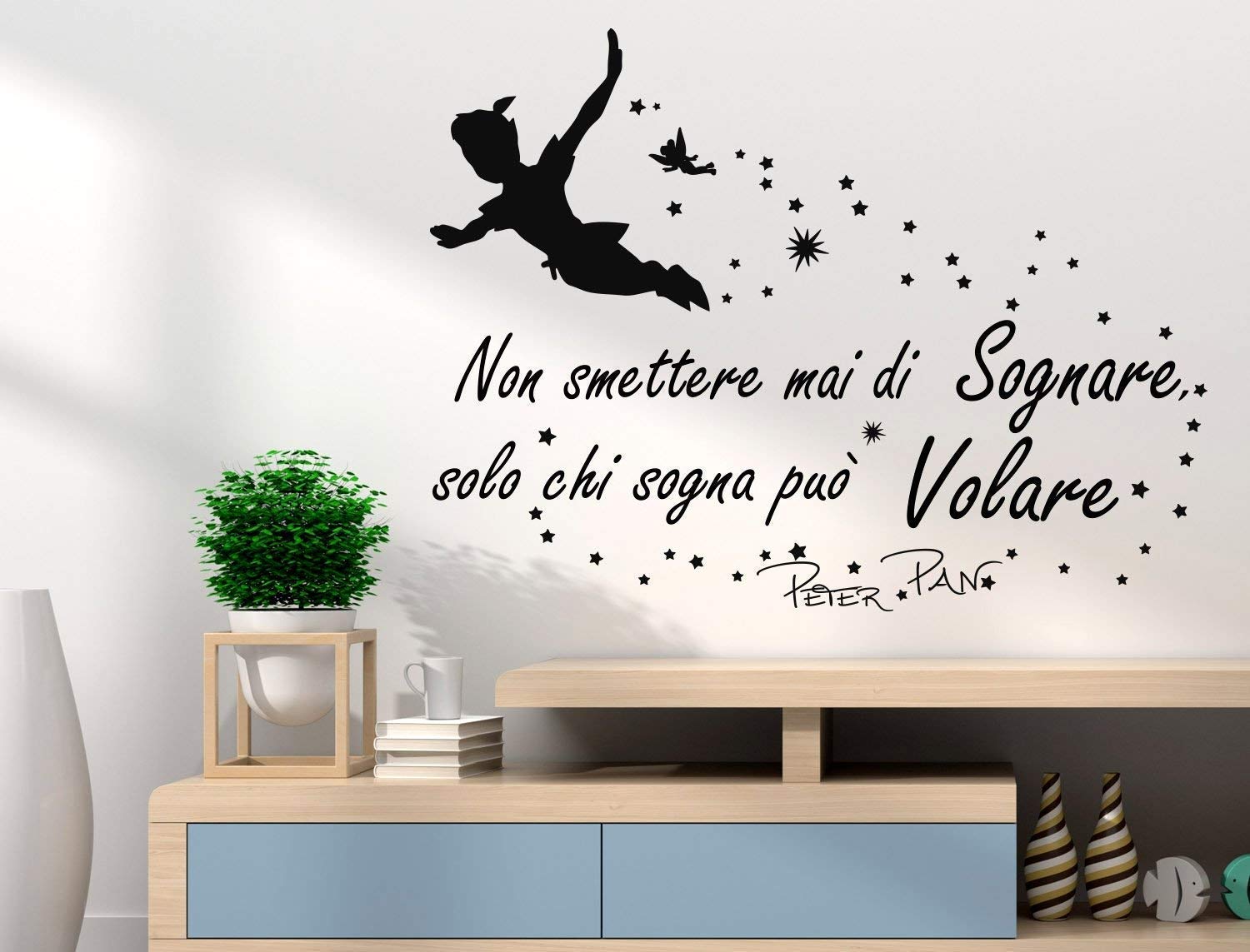 Adesivi Muro Frasi Peter Pan Non smettere mai di sognare Solo chi sogna può Volare Citazione Wall Sticker Adesivi Murali Camera da letto Frasi Amore Sognare Stickerdesign